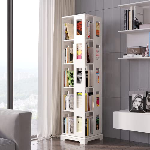 Nisorpa 5 Tier Rotating Bookshelf, 360° Rotating Square Bookcase Floor-Standing Storage Display Rack For Kids & Adults, Used In Bedrooms Living Rooms Study Office (70"X18"X18") #TOP20