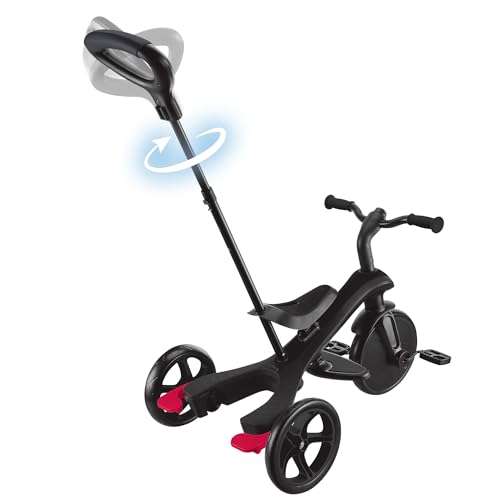 GLOBBER Explorer Trike 4in1 Pro in Schwarz - Dreirad, Laufrad und Kinderwagen in 10/8,5 Zoll - TPR-Sitz - h&ouml;henverstellbares Kinderfahrzeug