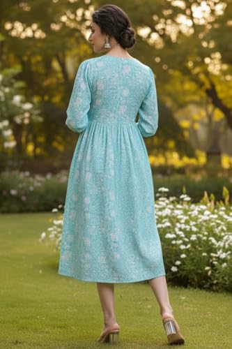 Image of Leriya Fashion Dress for Woman | Elegant Floral Printed | Western Dress for Women | One Piece Maxi | Rayon Western | Women Party