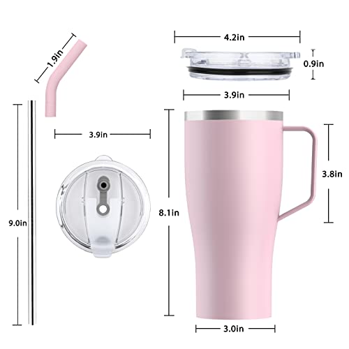 Zenbo 32 Oz Insulated Tumbler With Handle Lid And Straw–Keep Drinks Cold Up To 24 Hours-Stainless Steel Vacuum Insulated Mug With Handle – Leak Proof Lid, Dishwasher Safe,Fit In Car Cup Holder #TOP6