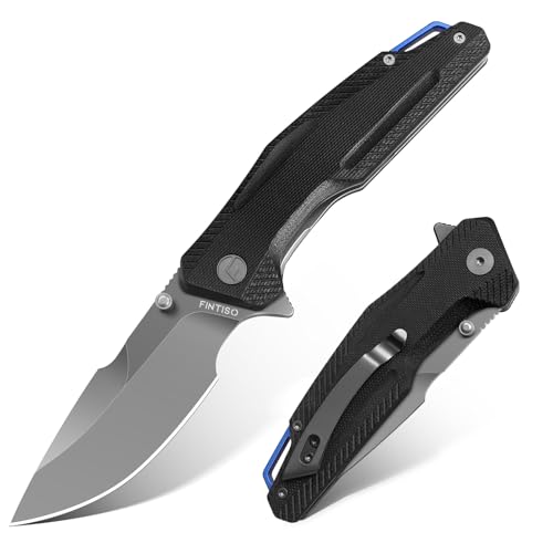 FINTISO Pocket Knife 3.26" Premium 14C28N Blade with G10 Handle