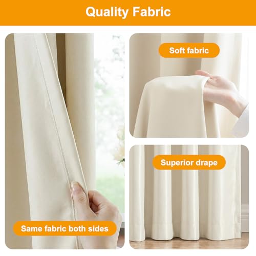 Image of hoeflife Room Divider Curtains Blackout Floor to Ceiling Curtain with Hook Sliding Door Curtains Ceiling Mount Extra Wide Curtain Wall Divider for Room Separation (Beige, W100 x H84 Inch)