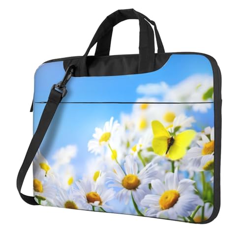 Sac d'ordinateur papillon et marguerite avec bandoulière confort pour PC portable