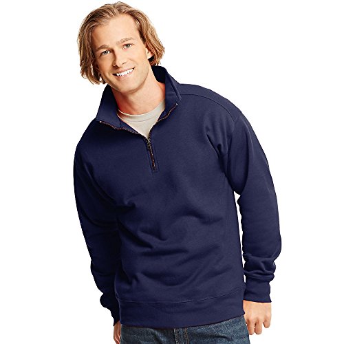 Hanes Mens Nano Premium Lightweight Quarter Zip Jacket (S, Vintage Navy)