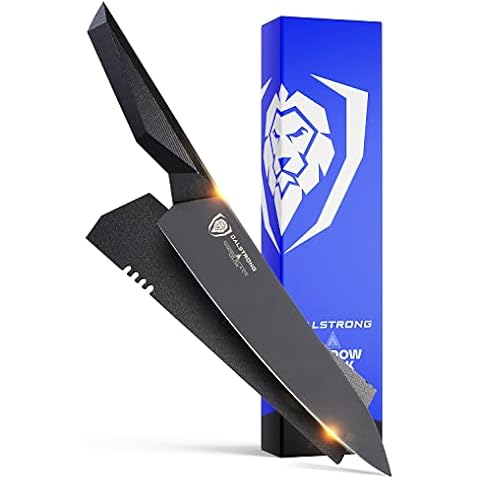 DALSTRONG Chef Knife - 8" (20,3 cm) - Shadow Black Series - Black Titanium Nitride Coated - High Carbon - 7CR17MOV-X Vacuum Treated Steel- Sheath - NSF Certified Cover