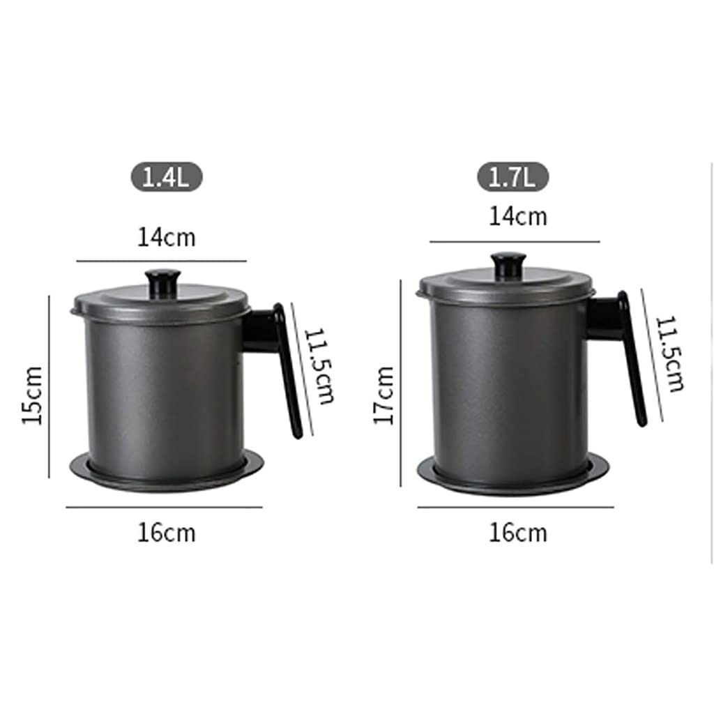 Pojemnik do przechowywania oleju ze stali nierdzewnej z sitkiem o drobnych oczkach, pyłoszczelna pokrywa antypoślizgowa płyta 1,4 l/1,7 l sitko do przechowywania oleju do smażenia i tłuszczu