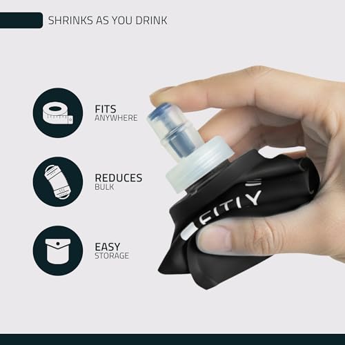 FITLY Soft Flask - Shrink As You Drink Soft Water Bottle for Hydration Pack - Folding Water Bottle Ideal for Running, Hiking, Cycling, Climbing & Rigorous Activity - Image 4