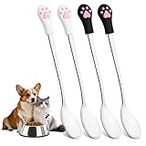 BOHUIZ 4 Pcs Dog Cat Spoon, Pet Food Can Spoon Stainless Steel Pet Food Spoons Claw Spoons for Wet Food Long Handle Cat Food Scoop Pet Feeder Spoon for Dog and Cat Food Can
