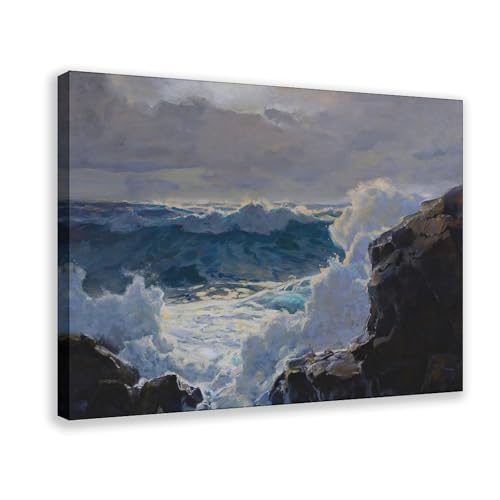Breaking Waves de Frederick Judd Waugh | Décoration murale bureau salon cadre à suspendre 50x76