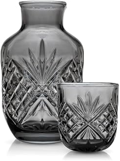 Godinger Bedside Night Carafe, Water Pitcher with Cup, Water Carafe - Cup and Bottle to Keep Next To Your Bed for a Handy Midnight Drink