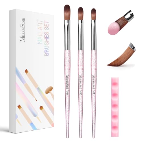Image of MelodySusie 3Pcs Acrylic Nail Brush Set, Sizes 8 /10 /14