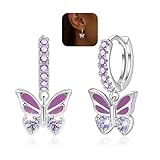 XOEMEL Pendientes de plata 925 para mujer Aros de plata 925 pequeños con circonitas Pendientes de corazón colgantes Hipoalergénicos Mini aros de oro para mujer
