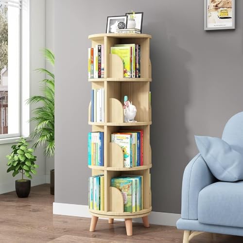 Bestiry Drehbares Bücherregal Weiß/Rosa - 188x46cm Mit 360° Rotation