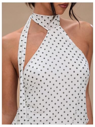 SOLY HUX Women's Polka Dots Halter Mini Dress Backless Sleeveless A Line Party Summer Dresses4