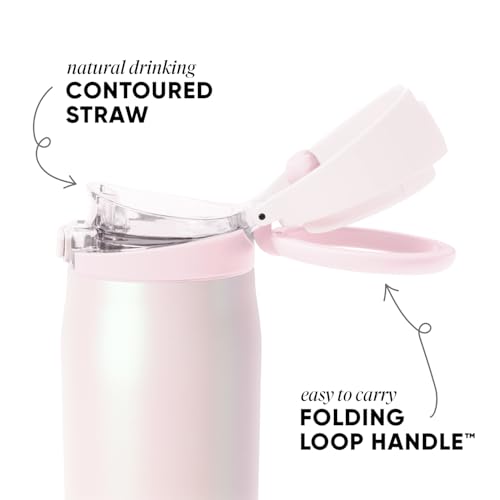 Image of Simple Modern Water Bottle with Straw & Handle | 30oz | Pearlescent | Mesa Loop Insulated Water Bottle for School, Sports, Travel | Leak Proof, Stainless Steel | Coconut Pearl