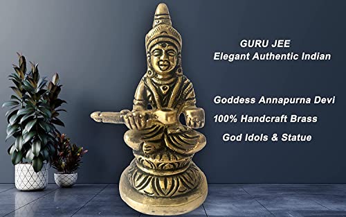 Guru Jee™ Brass Statue Goddess Annapurna Devi Idol Small Annapurna Goddess Of Food Collectible Sculpture Religious Gifts Showpiece For Home Mandir Temple #TOP7