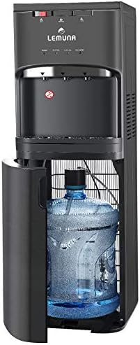 LeMuna Water Dispenser- Bottom Loading Water Cooler for 3 or 5 Gallon Bottle with Hot Cold and Normal Temperature Settings, Child Safety Lock and Removable Drip Tray, Stainless Steel & Black
