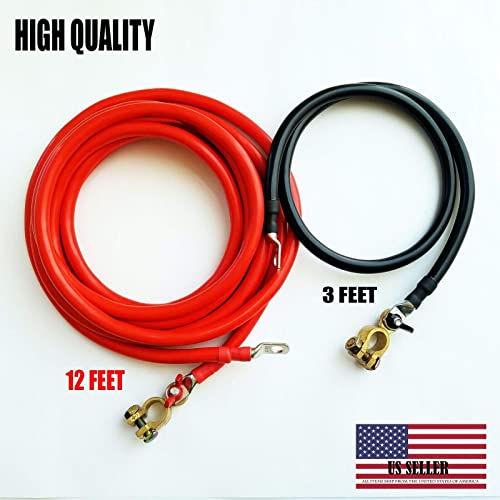 Paka Tools Battery Relocation Kit,1/0Awg Cable,Top Post 12 Ft Red/ 3 Ft Black(Real 1/0 American Wire Gauge) #TOP1