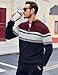 Turtlle Neck for Men Turtleneck Shirts Men Sweaters Fashion Winter Thermal Sweater Zip Mock Neck Sweater Fall Winter Sweaters Multi-Color Striped Tops