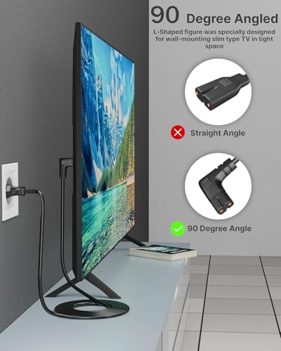Image of TECH-X 1.2 Meter 2-pin L-Shape Universal Replacement AC Power Cord Cable Wire for LED TV, Printer, Laptop PC Notebook Computer, Tape Recorder, Camera Black