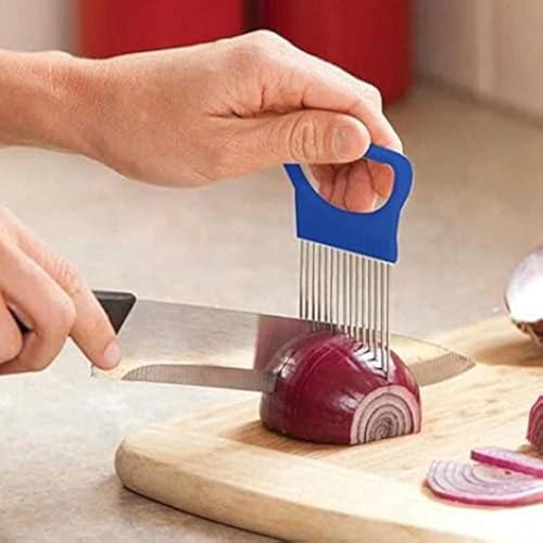 BeeSpring Onion Holder Slicer Stainless Steel Prongs Vegetable Tomato Cutter Kitchen Tool