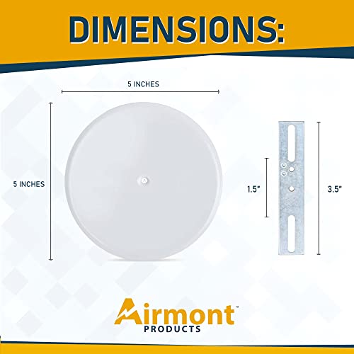 (Pack Of 2) Airmont Products Ap-12077, 5-Inch Ceiling Blank-Up Cover With Center Screw, Fits 3-1/4" To 4" Electric Box, Adjustable Bracket For Screw Hole Spacing 1.75" To 3.5", White Metal #TOP1