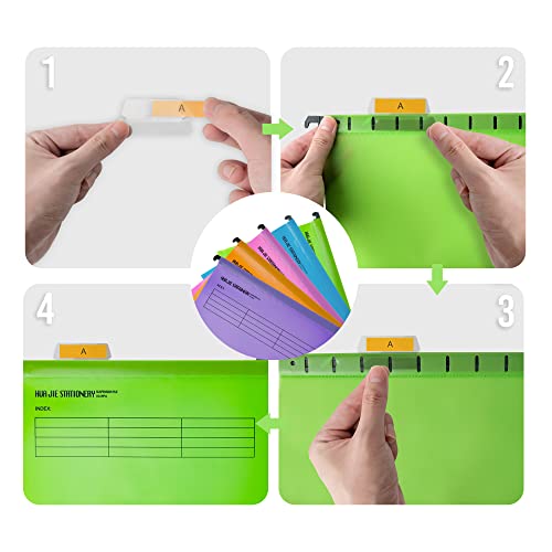 AZKEEGREY 25 Stück A4 Hängemappen, Polypropylen Hängeregister Mappen, Hängeordner mit Reitern und Karteneinsätzen für Schule Zuhause Büro Organisation (5 Farben)