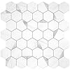 20-Sheet Hexagonal Peel and Stick Backsplash, Jazz White Kitchen Backsplash Wall Tiles, Stone Surface Waterproof Stick on Tile for Bathroom, RV, Fireplace
