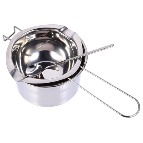 PAMINGONO Juego de Olla para Derretir Queso y Mantequilla de Acero Inoxidable 201, Tamaño 14 Cm, Cuchara Reforzada para Fundido al Baño María, Utensilios de Cocina para Picnic y Camping