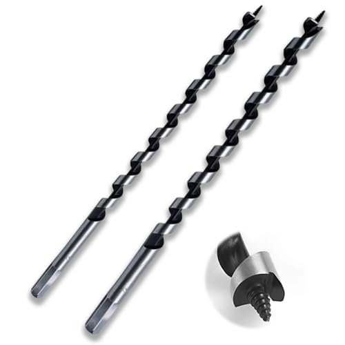 Crrynuo 2 Pcs Long Wood Drill Bit Hex Drill Bits Set, 6*230MM+8*230MM, Cuts Shallow and Deep Holes in Wood