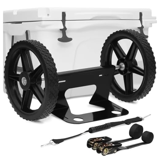 FERUERW Upgraded Cooler Wheel Kit, Universal Cooler Cart Kit for Heavy-Duty Coolers,15.5 in to 17.5 in Wide Coolers, All Terrain 12 Inch Wheels&Ratchet Straps, Roller Accessories for Camping & Beach