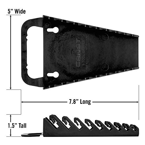 Image of Ernst Manufacturing 5085 9-Wrench Gripper Portable Wrench Organization - Sturdy Flexible Design, Fits 1 /4 inch to 3 /4 inch & 6-15 mm, Black