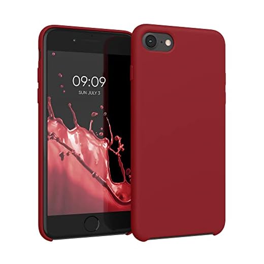 kwmobile Housse Compatible avec Apple iPhone SE (2022) / iPhone SE (2020) / iPhone 8 / iPhone 7 Coque - Housse de téléphone Protection Souple en TPU Silicone - Rouge foncé