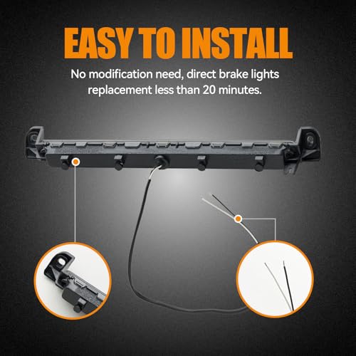 Image of Third 3rd Brake Light LED for 2001 2002 2003 2004 Nissan Pathfinder, High Mount Rear Brake Lights Assembly for 01 02 03 Infiniti QX4, Waterproof Center Cab Lamp Stop Light (Black)