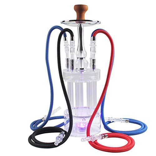 BuBu-Fu Hookah Set, Large Complete Acrylic 4 Hose Hookah Complete Set Multiplayer Easy