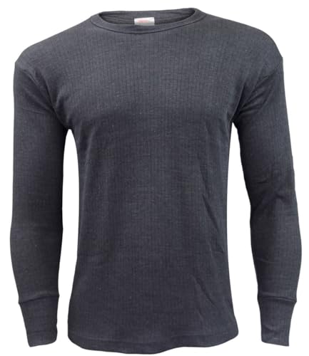 COSHAL® Conjunto de ropa interior térmica para hombre, camiseta de manga completa y media manga, chaleco y pantalones largos, térmica, ropa interior de invierno para hombre, Camiseta color carbón