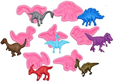 Dinosaur Fondant Molds (7 Pack) Silicone Dragon Candy Chocolate Mold for Dragon Themed Christmas Cake Cupcake Decoration, Sugar Crafts，Paste Icing, Polymer Clay, Resin, Gypsum
