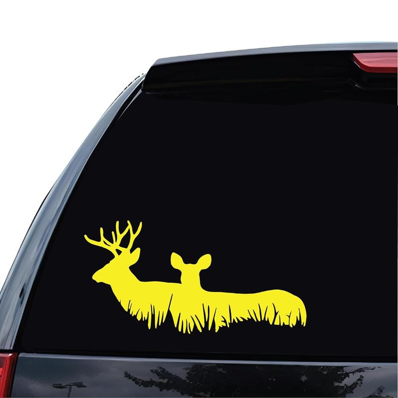 car Sticker Wild Animal Deer Car Stickers Exterior Window Sides Sticker Vinyl Decal L x H 19 x 9 Cm (Yellow)