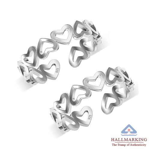 Image of TRUESILVER ACPL 925 Sterling Silver Toe Rings for Women | BIS Hallmarked Classic, Ruby Red & Cubic Zirconia Stone Toe Ring