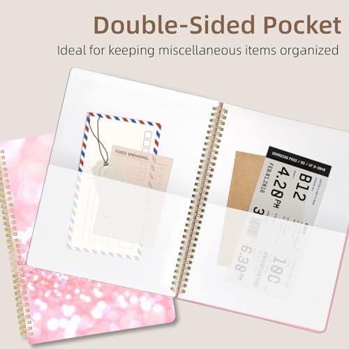 Image of Cute Spiral Notebook 8.5 x 11 Graph Paper Journal A4, Positive | 70 page, Note Book with Pocket, Large, Big, Hard Cover, Aesthetic, Pretty Design, for Women, Girls, Kawaii