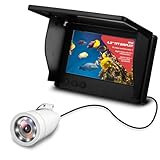Pyle 4.3'' Portable LCD Monitor Underwater Fishing Camera - 1000TVL Waterproof Fish Finder with 12 Infrared LED Lights, IP68 Water-Resistant, Ice/Ocean/Lake Fishing, Carrying Case Included (Black)