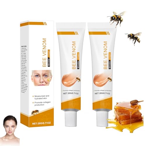 2 Stück Bienengift Anti-Falten-Creme, Bienengift Komplettcreme 20g, Anti-Falten-Feuchtigkeitscreme für Gesicht und Hals für Alle Hauttypen