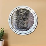 Ventana Abatible Redonda, Ventana Abatible Pivotante Giratoria De 360°, Ventanas Decorativas Ventiladas Con Manijas, Para Decoración De Baño, Dormitorio, Sala De Estar(White,50cm/19.7in)