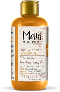 Maui Moisture Curl Quench + Coconut Oil Anti-Frizz Curl-Defining Hair Milk to Hydrate and Detangle Tight Curly Hair, Softening Leave-In Treatment, Vegan, Silicone & Paraben-Free, 8 fl oz
