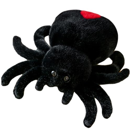 Porgeel Peluche de araña de 9 8 Pulgadas Ojos Grandes Decorativos adorables Animales de Peluche de Halloween Animales de de araña Suaves Divertidos Regalos de Fiesta para niños y niñas Negro