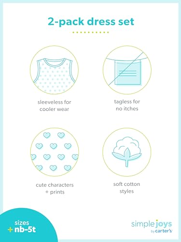 simple joys by carter39s girls39 short-sleeve and sleeveless dress sets pack of 2