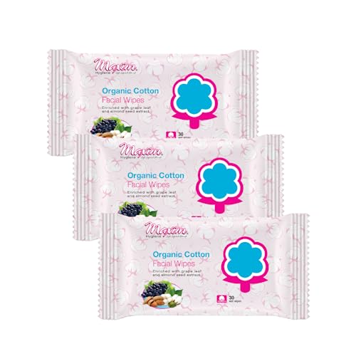 Maxim® Organic Cotton Facial Wipes for Women, 60 Count (3 Packs of 20) | Unscented, pH Balanced & Hypoallergenic Feminine Wipes for Sensitive Skin, Biodegradable Personal Cleansing Cloths