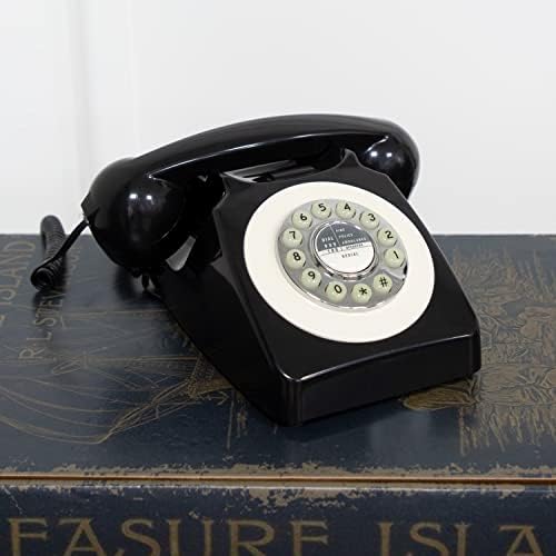 Benross 44520 Classic Retro Telephone / Vintage Style Corded Phone / Classic Ringer Sound / Push Button Dialling / Redial Function / Easy Setup / Black