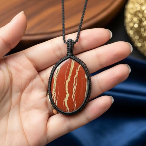 Collier jaspe rouge naturel LKBEADS, cadeau idéal symbole d'énergie - 5
