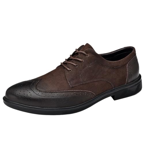 Casual Business Oxford Leather Shoes Dress Oxford for Men Lace Up Round Burnished Toe Shoes Leather Rubber Sole Low Top Non Slip Anti-Slip Wedding2